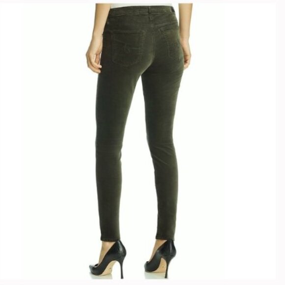 EUC AG Adriano Goldschmied Skinny Legging Velvet Jean Climbing Ivy Green Sz 25 R - Picture 3 of 9
